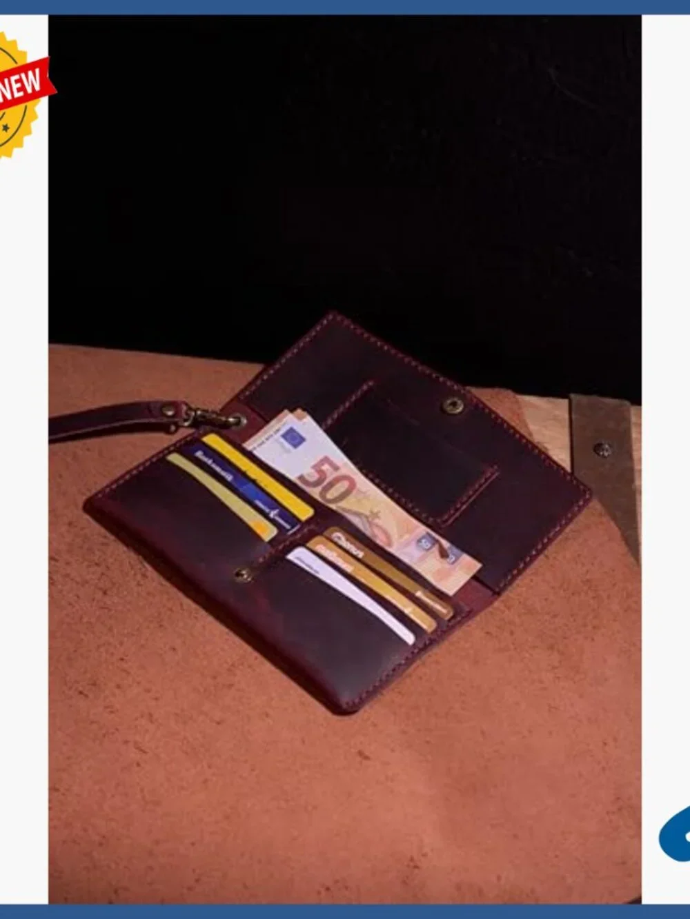 Handmade Leather Wristlet Wallet Fits Phone 6 Card Slots Slim Organizer